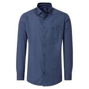 Redmond Übergröße Langarmhemd blau-gelb-grün Muster