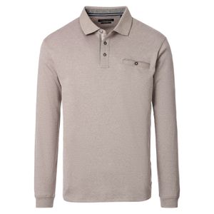 CasaModa Übergrößen Langarm-Poloshirt beige melange