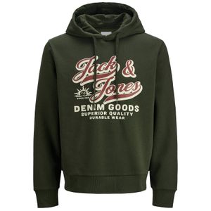 Jack&Jones Übergröße Hoodie oliv JJELOGO Print