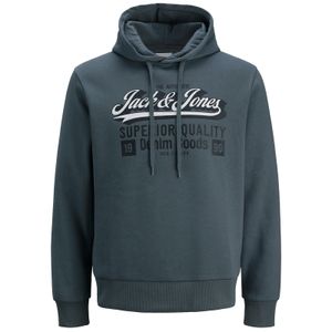 Jack&Jones Übergröße Hoodie blaugrau JJELOGO Print