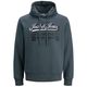 Jack&Jones Übergröße Hoodie blaugrau JJELOGO Print