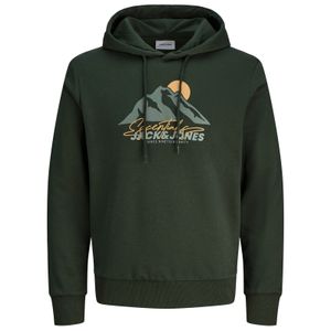 Jack&Jones Übergrößen Hoodie oliv Frontprint JJSUN