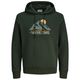Jack&Jones Übergrößen Hoodie oliv Frontprint JJSUN