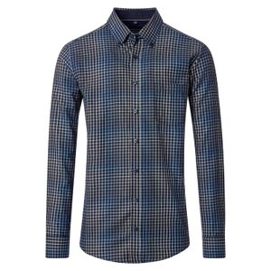 CasaModa Langarmhemd Übergröße blau-beige-grün kariert