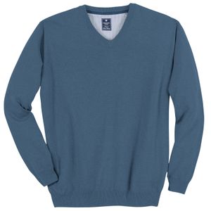Redmond V-Neck Pullover Übergröße blau melange