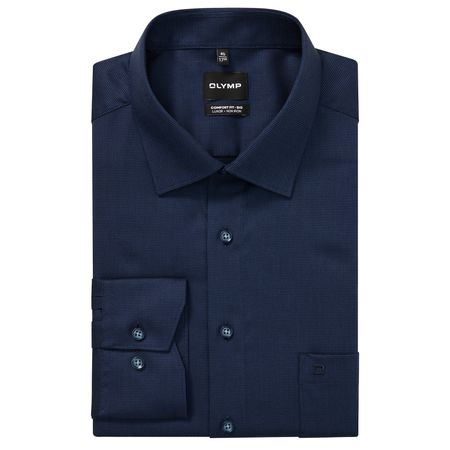Olymp Übergrößen Langarmhemd bügelfrei Struktur navy Olymp Übergrößen Langarmhemd bügelfrei Struktur navy