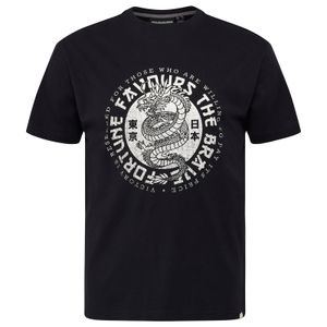 North Latitude T-Shirt Übergröße Drachenprint schwarz