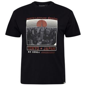 North Latitude Übergrößen T-Shirt schwarz Tokyo-Print