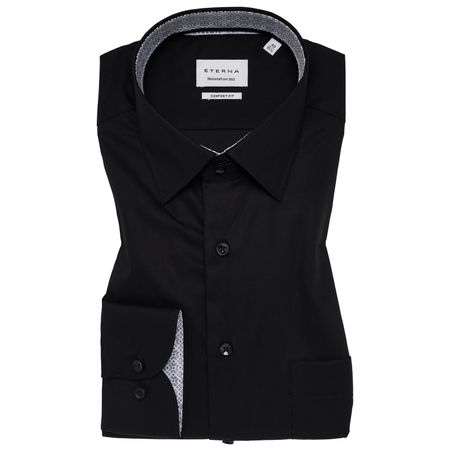 Eterna Übergrößen Langarmhemd schwarz bügelfrei