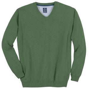 Redmond V-Neck Pullover Übergröße grün melange