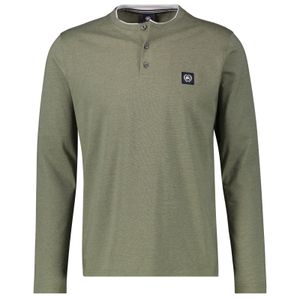 Lerros Henley-Langarmshirt Übergröße oliv geringelt
