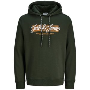 Jack&Jones Übergrößen Hoodie oliv Logoprint JJURBAN