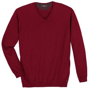 Ragman Übergrößen Pullover V-Neck rot melange