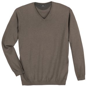 Ragman Übergrößen Pullover V-Neck braun melange