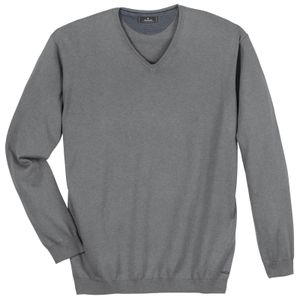 Ragman Übergrößen Pullover V-Neck hellgrau melange