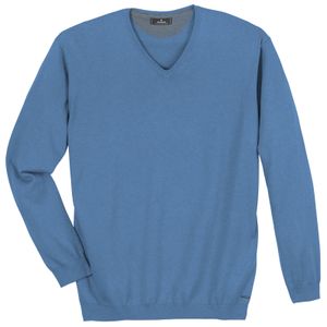 Ragman Übergrößen Pullover V-Neck blau melange