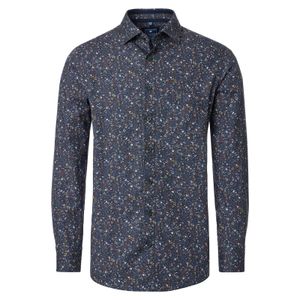 Redmond Übergröße Langarmhemd navy-oliv-braun floral