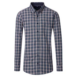 CasaModa Langarmhemd Übergröße navy-beige-weinrot Karo