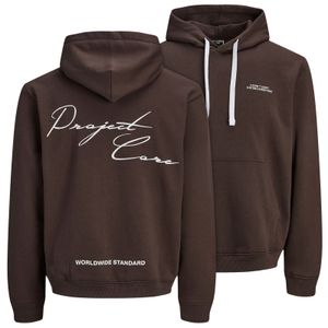 Jack&Jones Übergröße Hoodie braun JCOCOVER Rückenprint