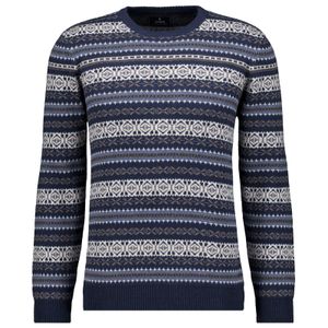 Ragman Übergrößen Pullover blau-braun-creme gemustert