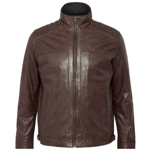 North Latitude Übergrößen Lederjacke braun Biker-Optik
