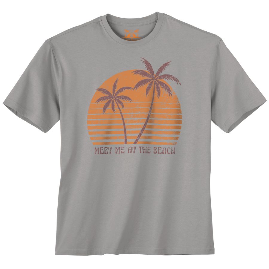 Calm Beach Übergrößen T-Shirt grau Palmenprint