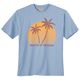 Calm Beach Übergrößen T-Shirt hellblau Palmendruck