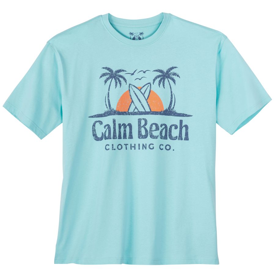 Calm Beach Übergröße T-Shirt türkis Logoprint Palmen