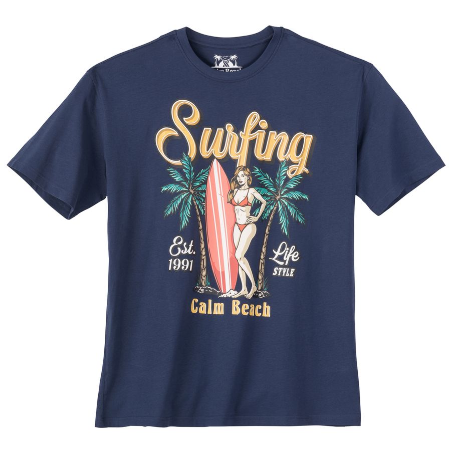 Calm Beach XXL T-Shirt denimblau Pin-up-Girl Print