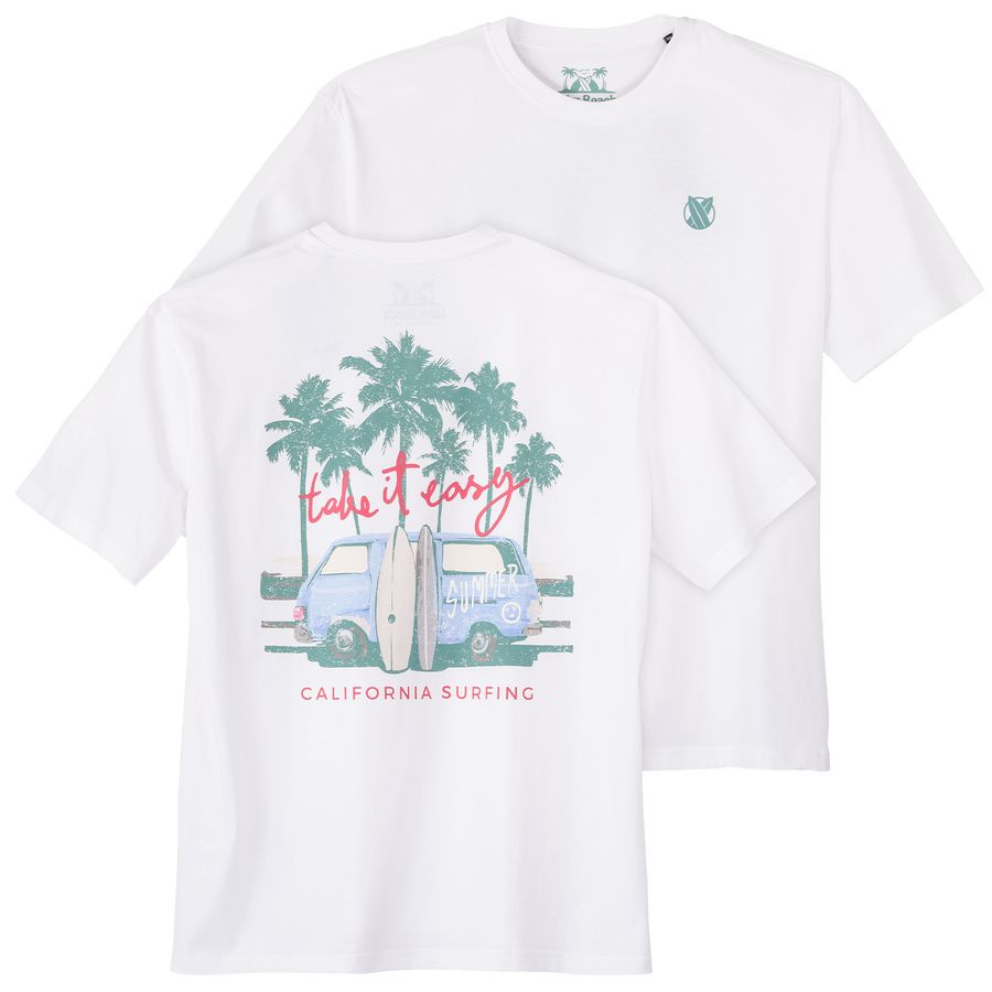 Calm Beach Übergrößen weiß Rückenprint Palme T-Shirt