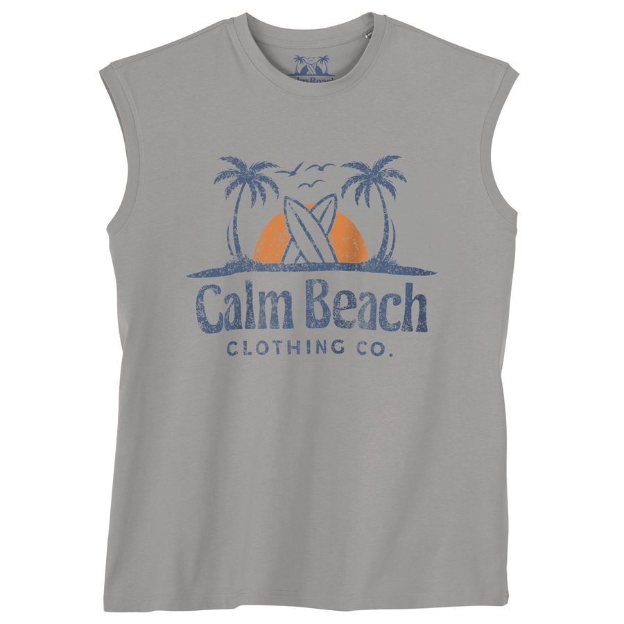 Calm Beach Muskelshirt Übergrößen grau Logoprint