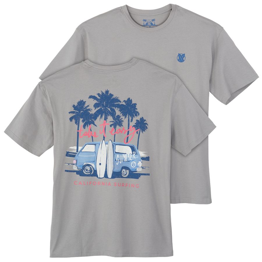Calm Beach Übergrößen grau Rückenprint Palme T-Shirt