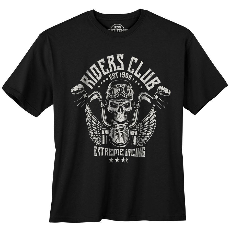 Iron Stitch Übergrößen T-Shirt schwarz Riders Club