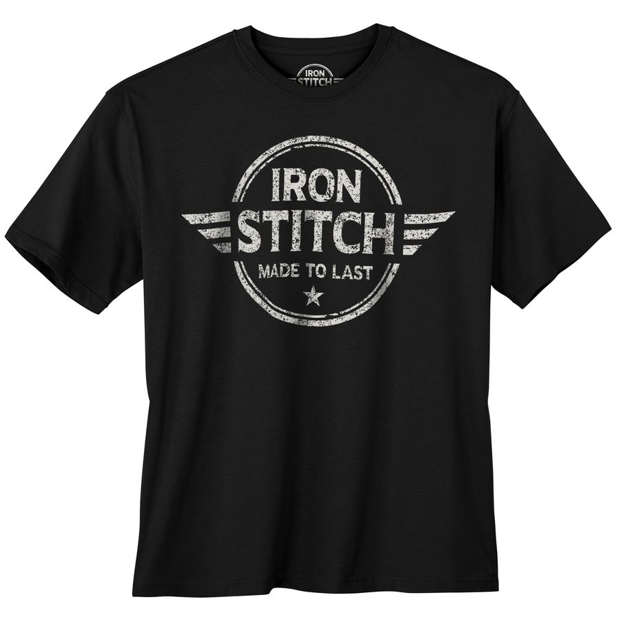 Iron Stitch Übergrößen T-Shirt schwarz Logoprint