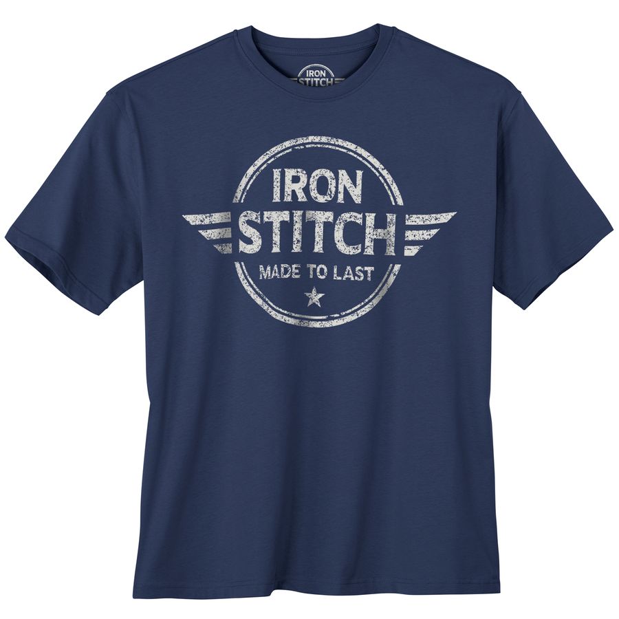 Iron Stitch Übergrößen T-Shirt dunkelblau Logoprint