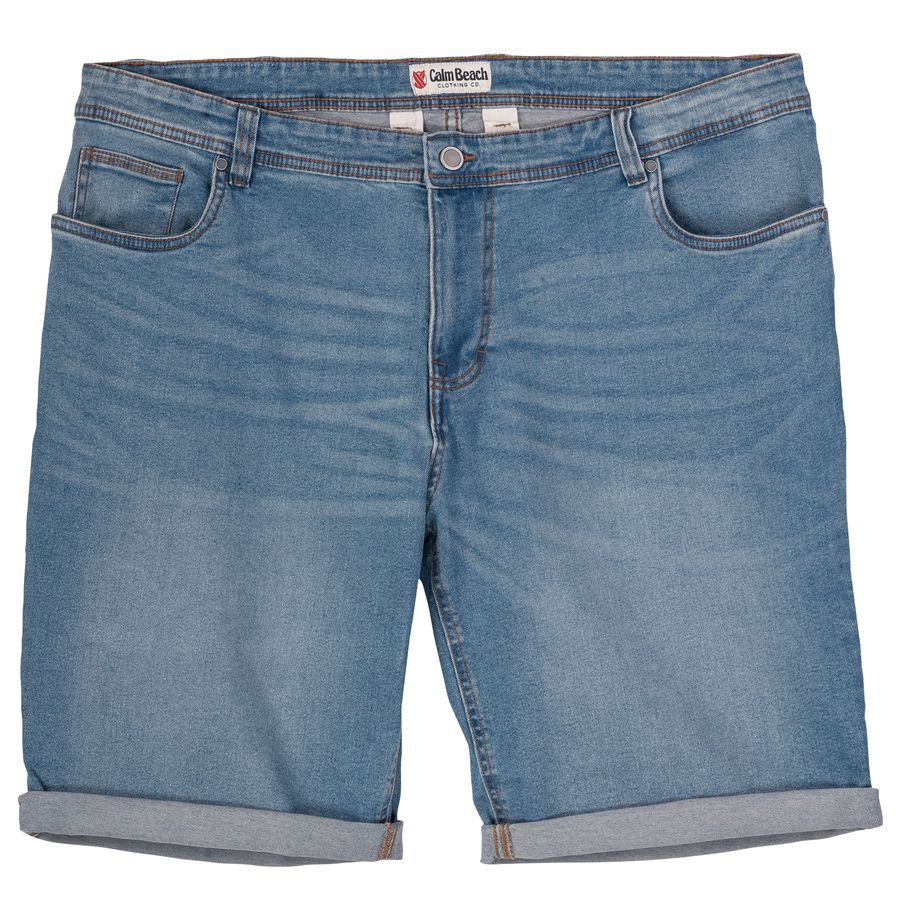 Calm Beach Stretch-Shorts Denim Übergröße blau used