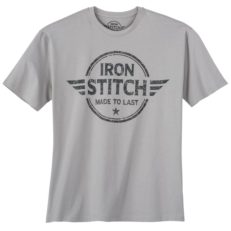 Iron Stitch Übergrößen T-Shirt grau Logoprint