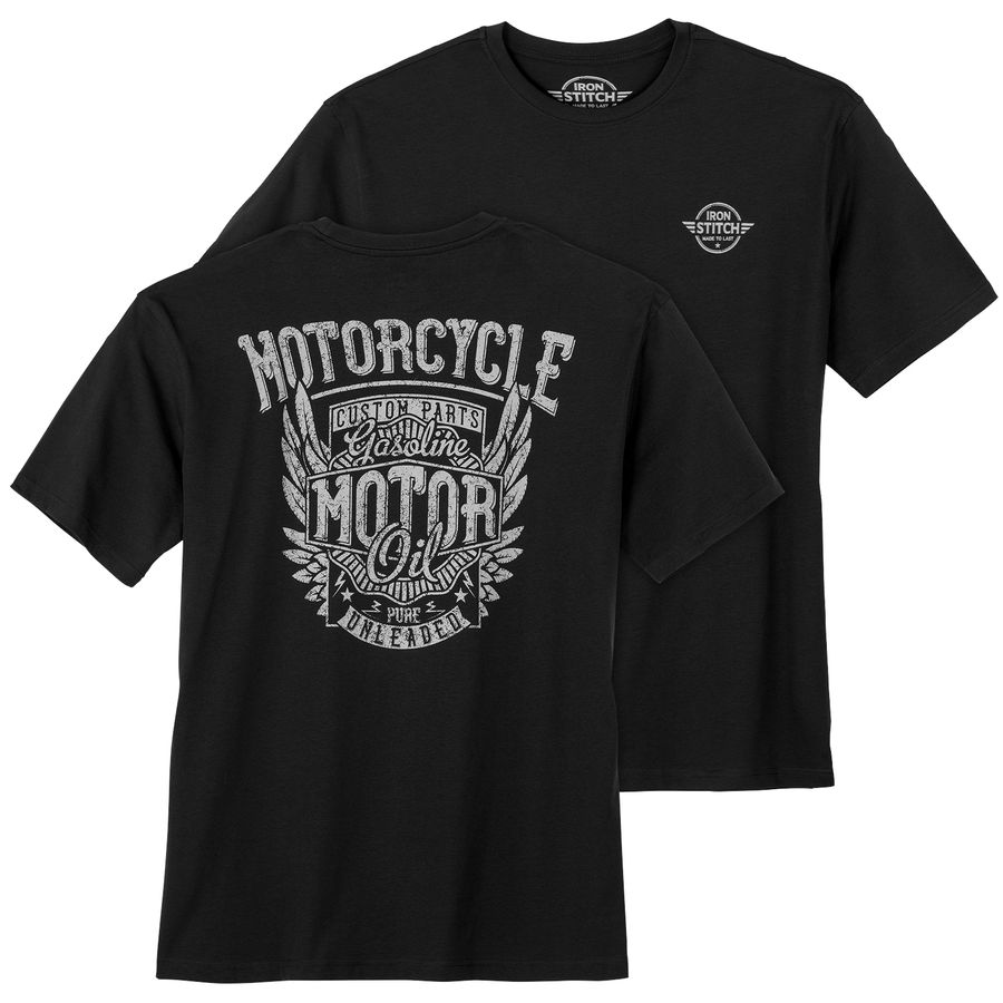 Iron Stitch Übergrößen T-Shirt schwarz Rückenprint