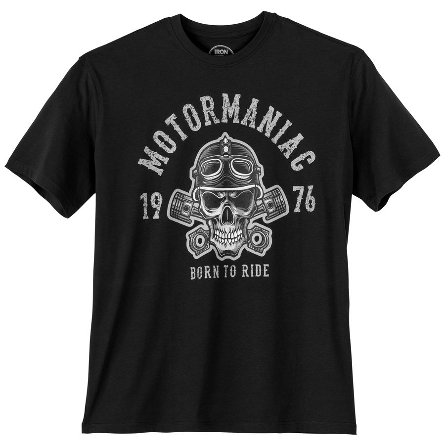 Iron Stitch Übergrößen T-Shirt schwarz Motormaniac