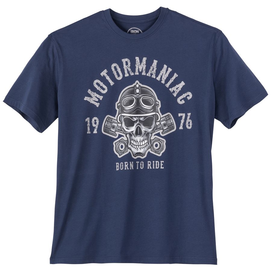 Iron Stitch Übergrößen T-Shirt denimblau Motormaniac