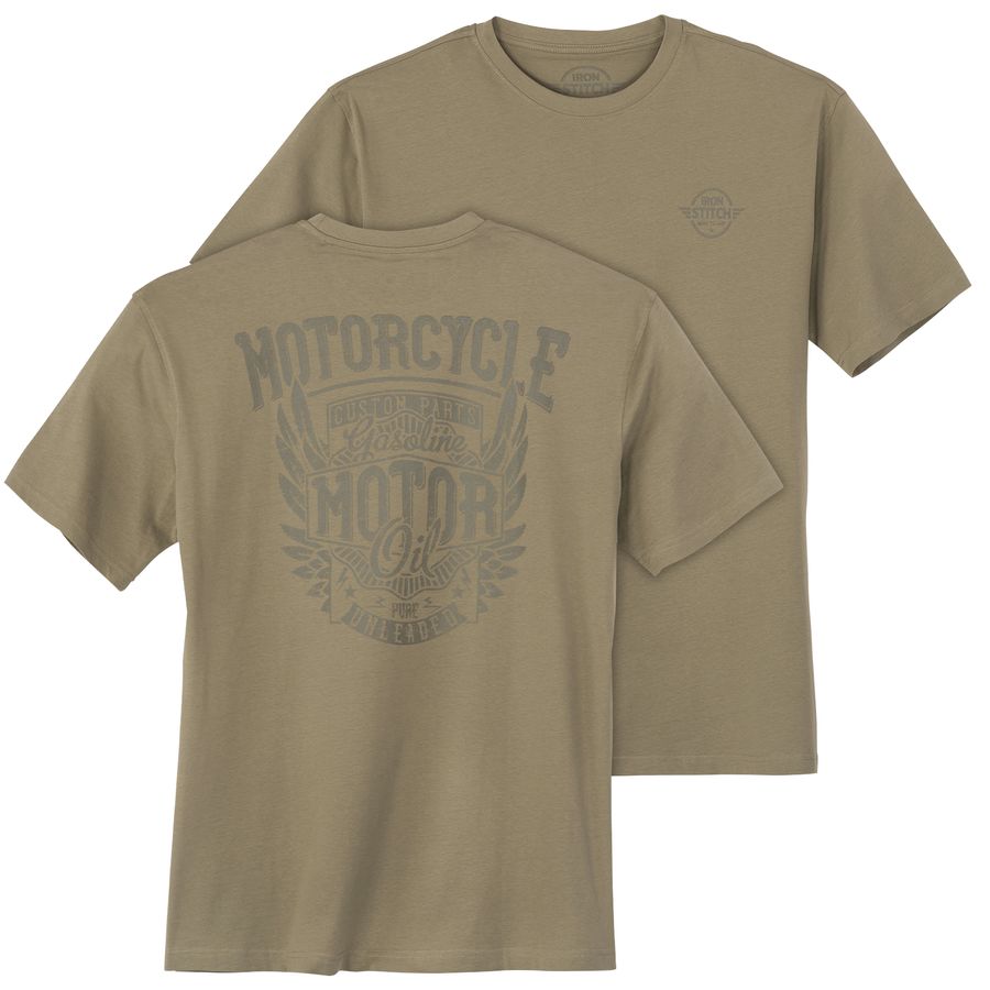 Iron Stitch Übergröße T-Shirt oliv Rückenprint Motor