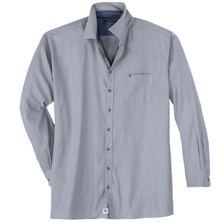 Hatico Übergröße Langarmhemd grau gemustert