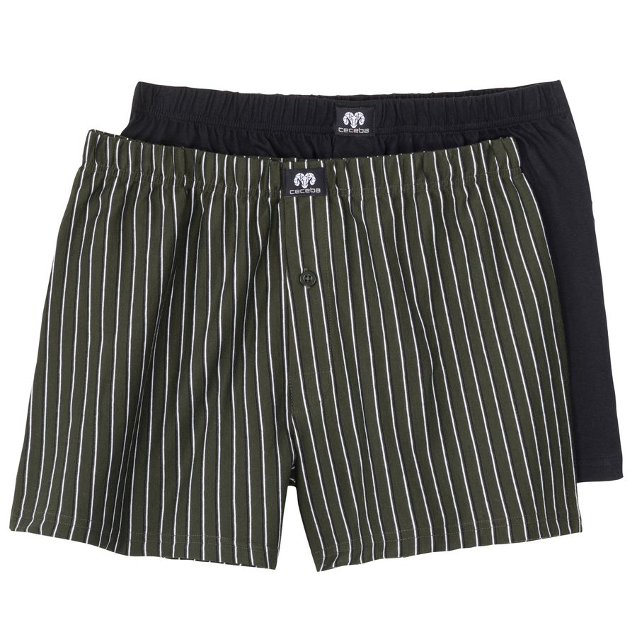 Ceceba Boxershorts 2er-Pack oliv/schwarz Streifen XXL