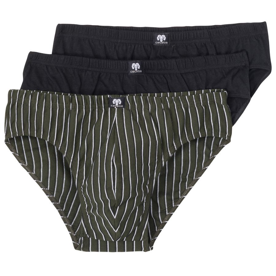 Ceceba Übergrößen 3er-Pack Slips oliv/schwarz