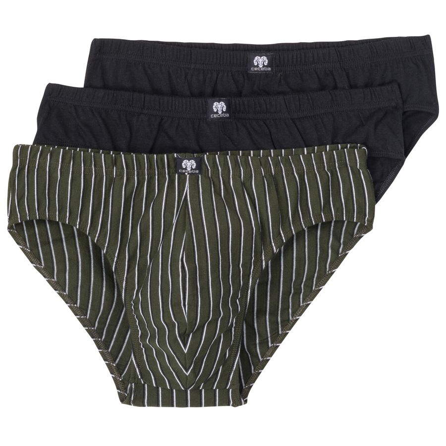 Ceceba Übergrößen 3er-Pack Slips oliv/schwarz