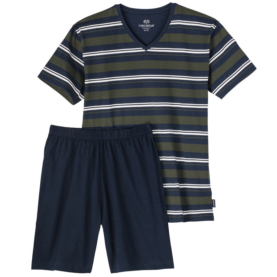 Ceceba Shorty Übergrößen navy-oliv-weiß gestreift