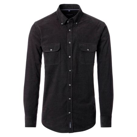 CasaModa Cord-Langarmhemd Übergrößen schwarz