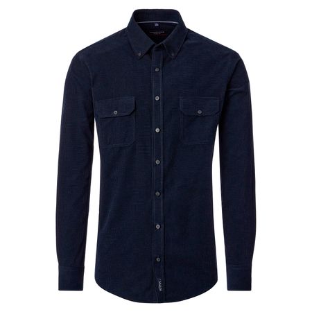 CasaModa Cord-Langarmhemd Übergrößen navy