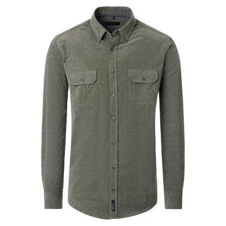 CasaModa Cord-Langarmhemd Übergrößen oliv Struktur