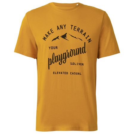 s.Oliver Übergrößen T-Shirt senfgelb Frontprint s.Oliver Übergrößen T-Shirt senfgelb Frontprint